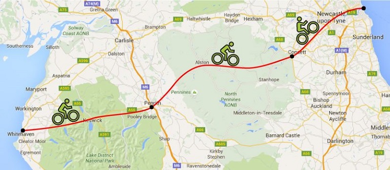 Coast to coast cycling route