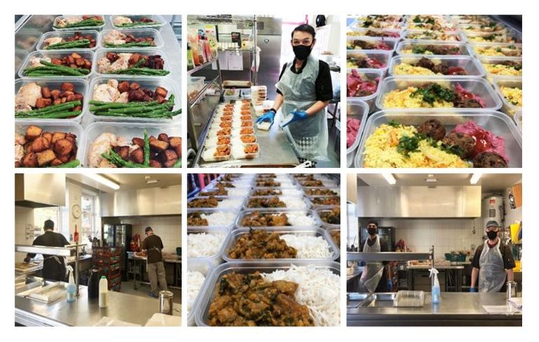 collage of photos of emergency food response