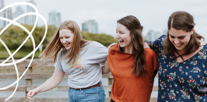 Friends laughing together