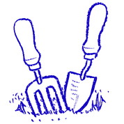 cartoon illustration of gardening tools