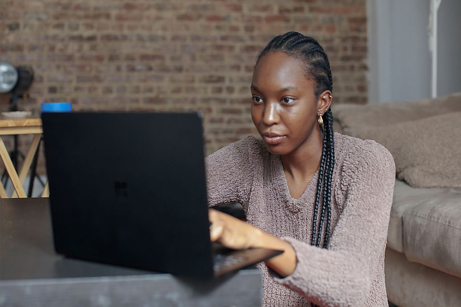 Person working on a laptop