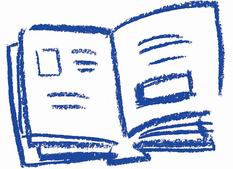 Cartoon illustration of booklet