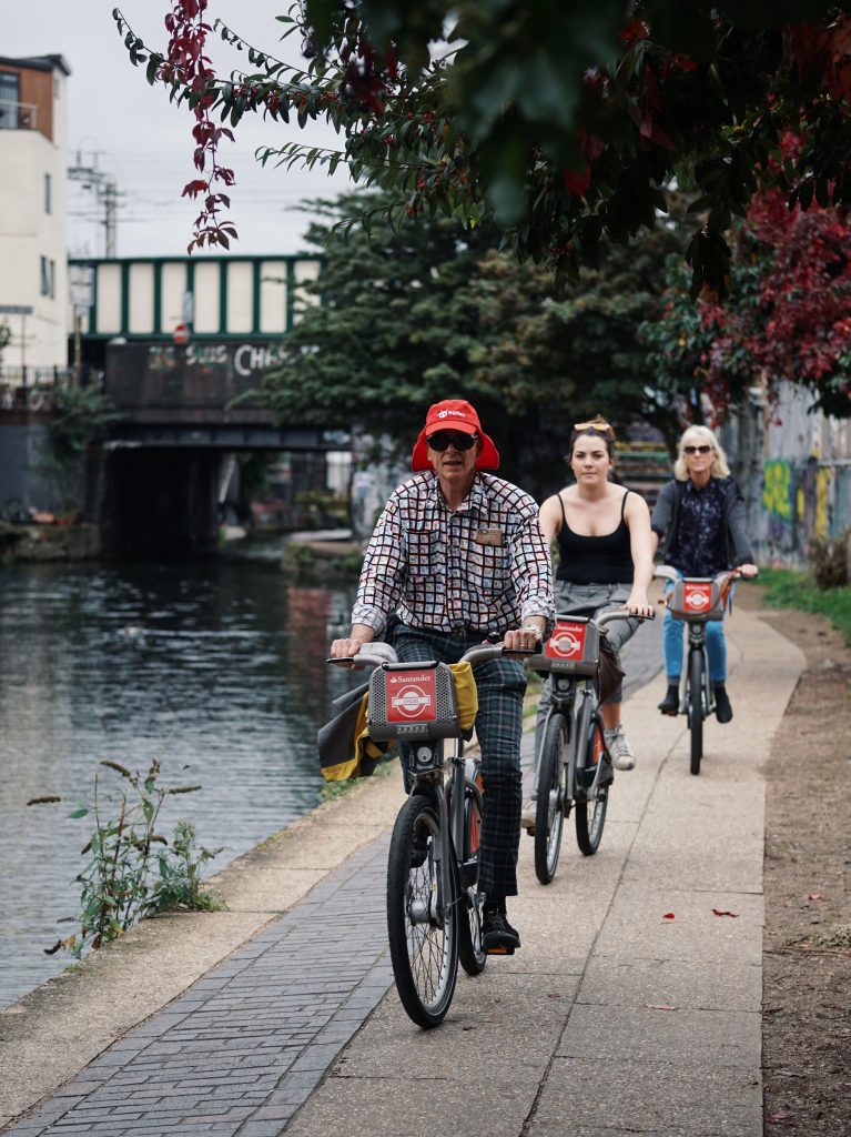 Friends cycling together