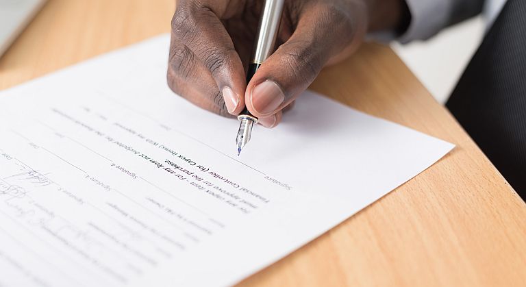 signing a document