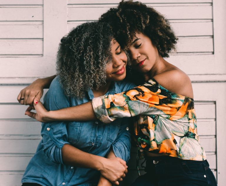 two people embracing